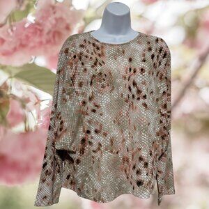 Clara Sun Woo-Women's Large Pullover Top Multi-Color Bat Wing Long Sleeve